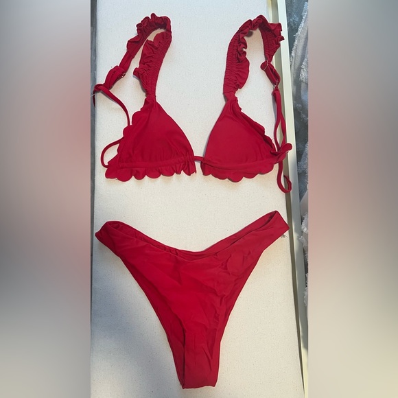 Red Ruffle Bikini Set - Picture 1 of 3